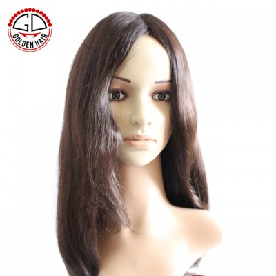 High Quality Custom European Virgin Hair Lace Front Jewish Wig Natural Color With Bangs